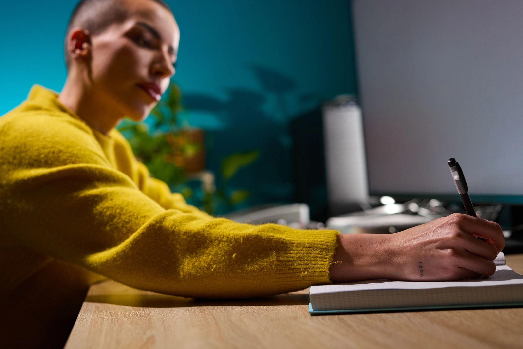 Homeowner reviewing insurance paperwork at a calm home office desk